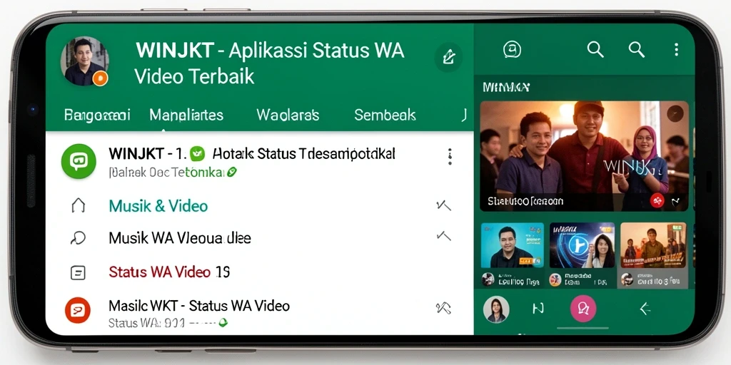 Screenshot aplikasi WINJKT yang menampilkan berbagai pilihan video Status WA.
